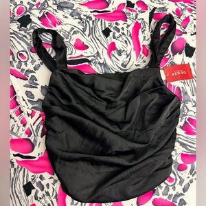 BNWT Guess Black Ruched Satin Top